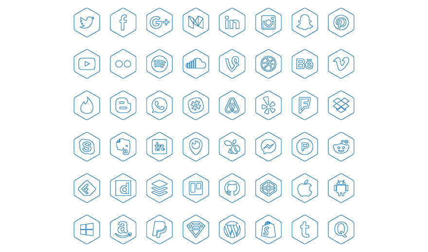 880x520 Free Hexagon Vector Icon Set