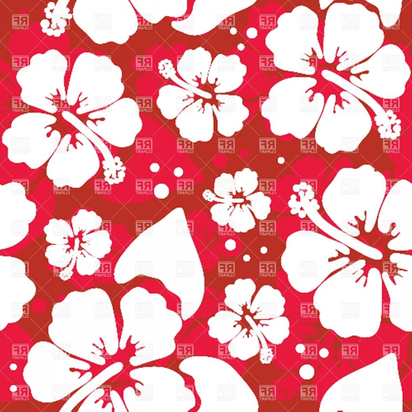 1440x1440 Seamless Pattern With Hawaiian Hibiscus Flower Vector Clipart