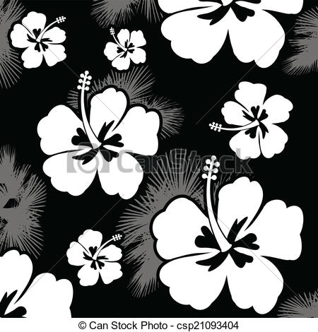 450x470 Seamless Pattern With Hibiscus Flower. Seamless Pattern With White
