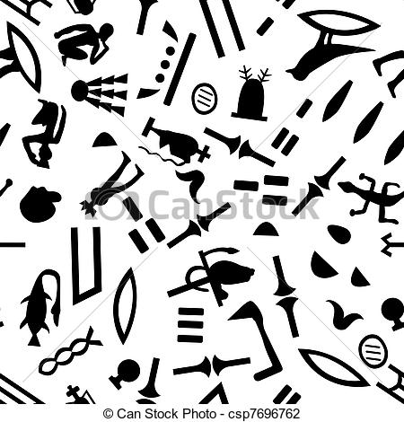 450x470 Egyptian Seamless Hieroglyphs Pattern. For Easy Making... Vector