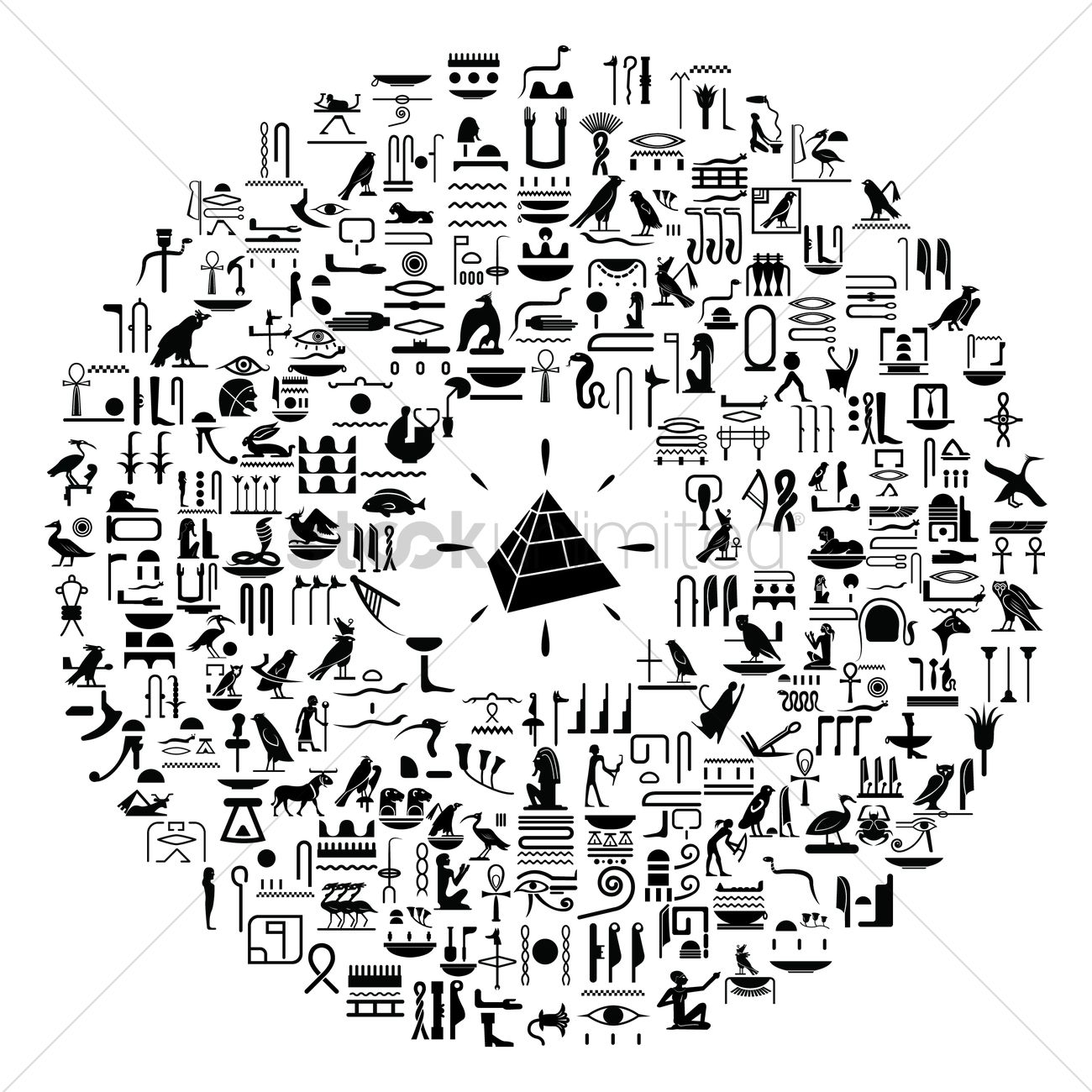 1300x1300 Pyramid And Hieroglyphs Vector Image