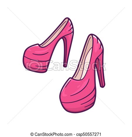 450x470 Female Pink Shoes With High Heels. Vector Icon. Female Pink Shoes