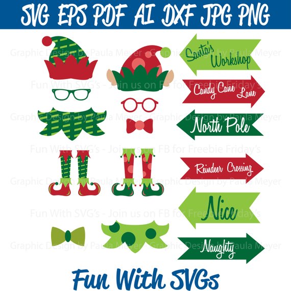 570x570 Elf Photo Booth Props Svg Cut File High Resolution Etsy