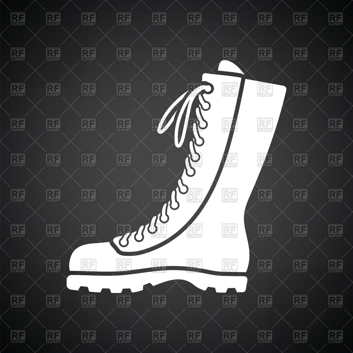 1200x1200 Hiking Boot On Black Background Vector Image Vector Artwork Of