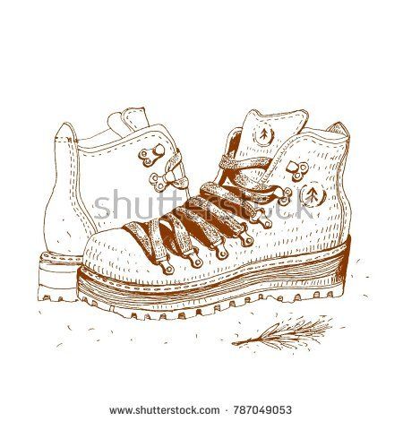450x470 Hiking Boots, Vector Illustration. My Sketches