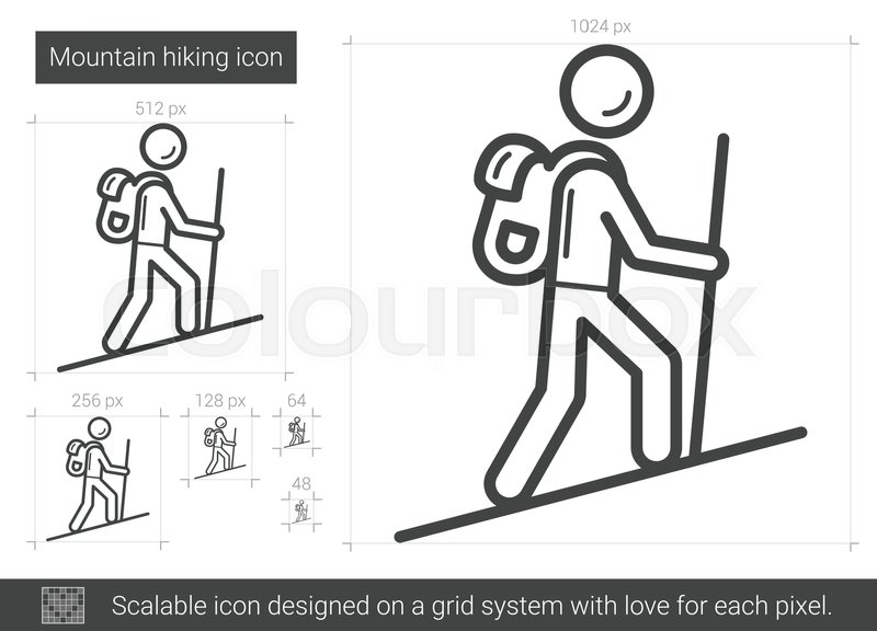 800x576 Mountain Hiking Vector Line Icon Isolated On White Background
