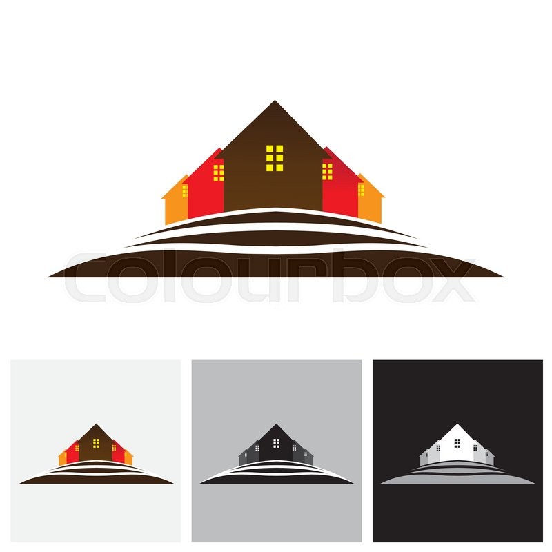 800x800 House ( Home ) Amp Residences On Hill Vector Logo Icon For Real