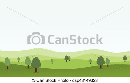 450x290 Flat Design Nature Landscape With Hill Vector Illustration.