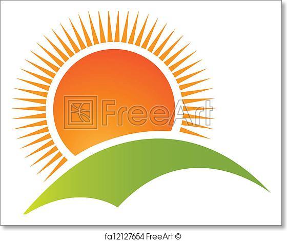 560x470 Free Art Print Of Sun And Hill Mountain Logo Vector Freeart