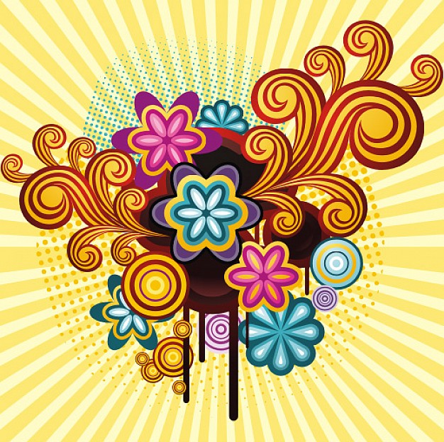 626x624 Hippie Flowers Design Vector Free Download