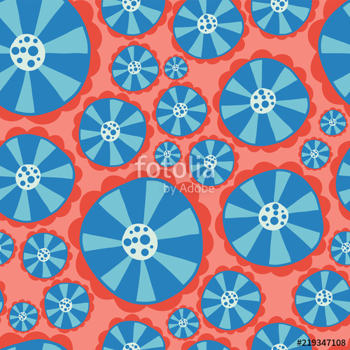 500x500 Hippie Flowers. Flower Power Seamless Vector Background. Blue And