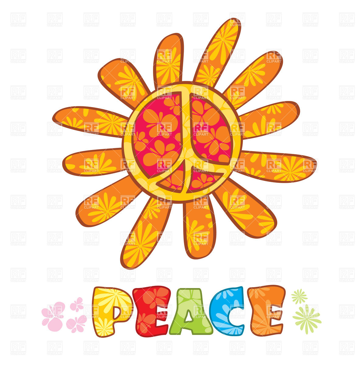 1193x1200 Hippie Peace Symbol With Petals Vector Image Vector Artwork Of