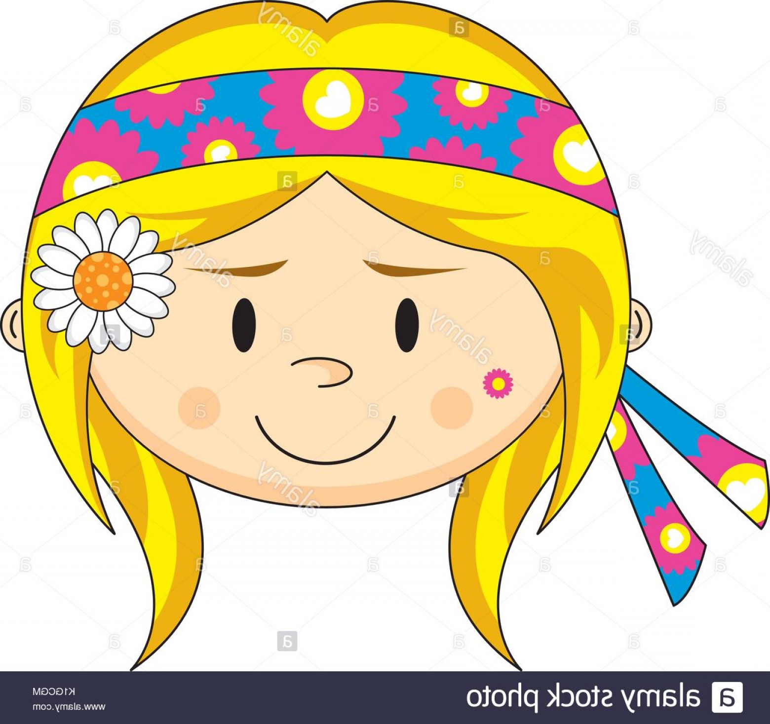 1560x1467 Stock Photo Cute Cartoon Flower Power Hippie Girl Vector