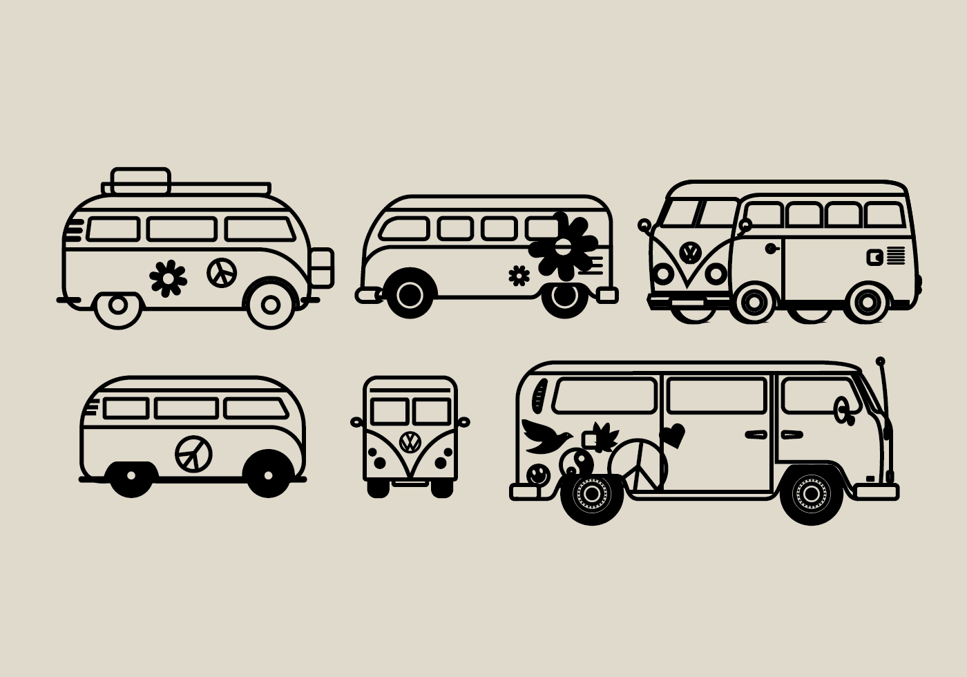 1400x980 Hippie Free Vector Art