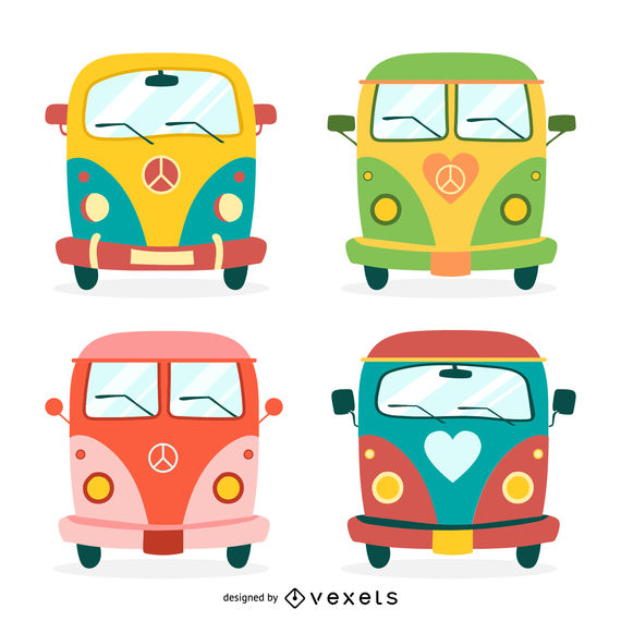 570x570 Hippie Buses Illustration Set