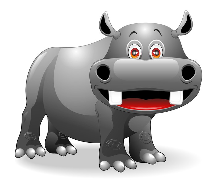 700x595 Ippopotamo Cartoon Funny Hippo Vector Wall Mural We