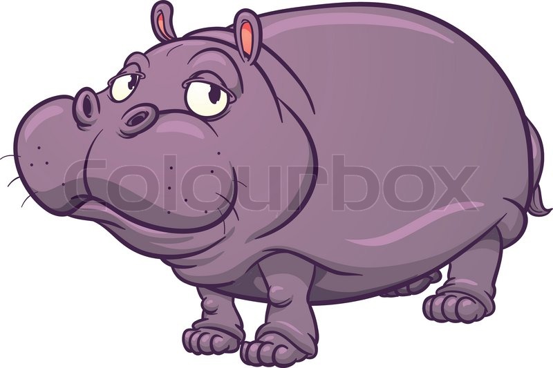 800x533 Cute Cartoon Hippo. Vector Illustration With Simple Gradients. All