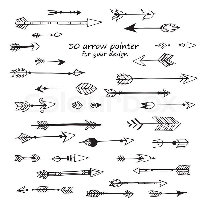 800x800 A Set Of Cute Hipster Arrows, Hand Drawn Doodles Stock Vector