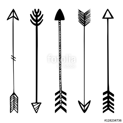500x500 Set Of Black Hand Drawn Arrows. Hipster Ethnic Vector Elements