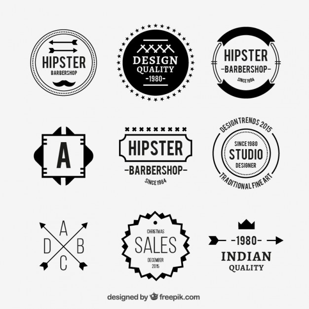 626x626 Hipster Flat Logo Collection Vector Free Download