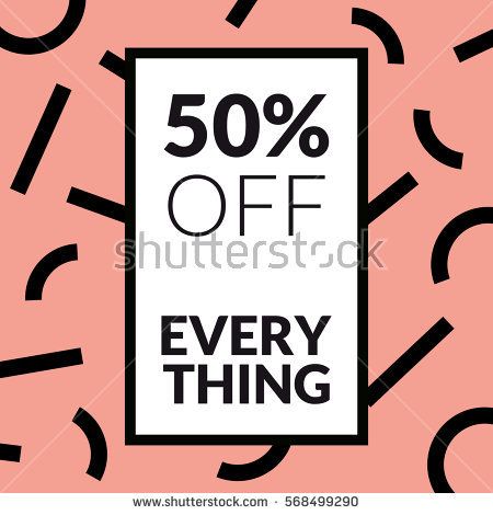 450x470 Hipster Sale Banner 50% Off Everything. Trendy Memphis Style
