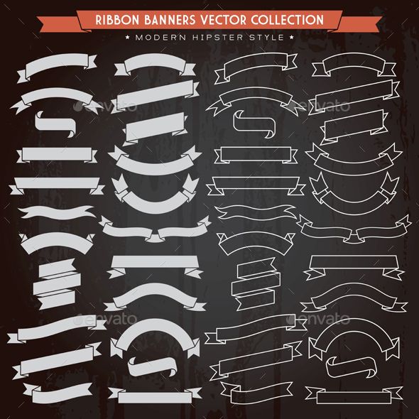 590x590 Ribbons Banners Modern Hipster Style. Vector Eps, Ai Illustrator