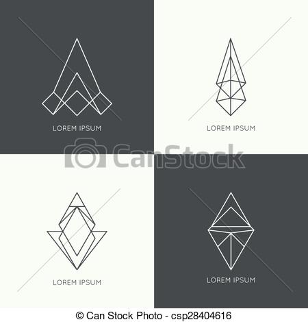 450x470 Set Of Vector Hipster Logo, Badge, Monogram, Banner,... Vector