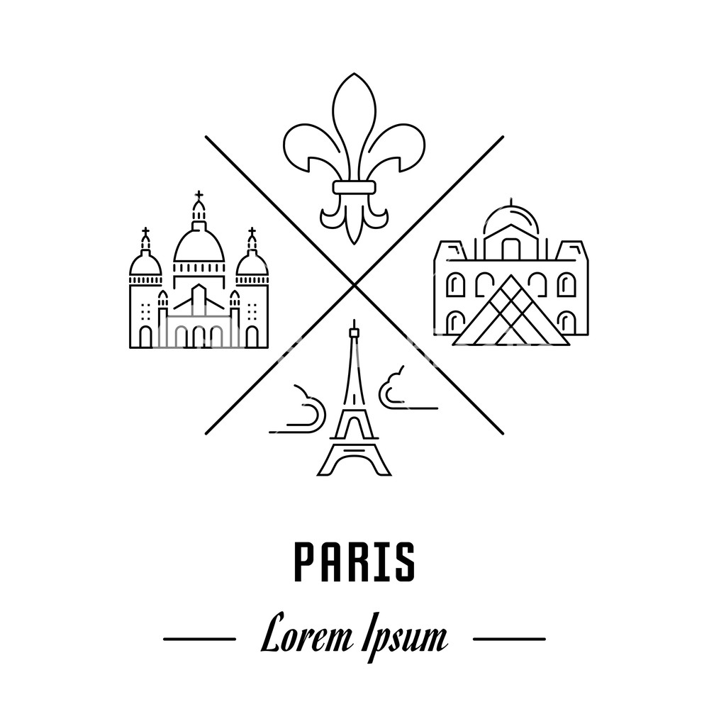 1000x1000 Vector Logo Paris. Hipster Emblem, Label Or Banner For Travel