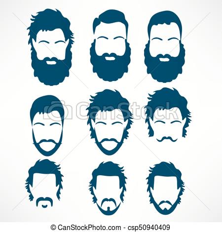 450x470 Hipster Vector Set, Hair And Beards,vector Illustration Set.