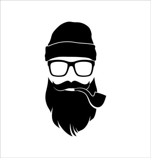 500x526 Long Beard Hipster Head Portrait Vector Set 08 Free Download