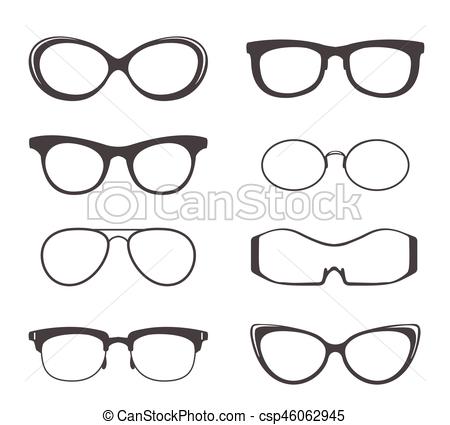 450x425 Glasses Black Silhouette Set. Glasses Vector Black Silhouette Set