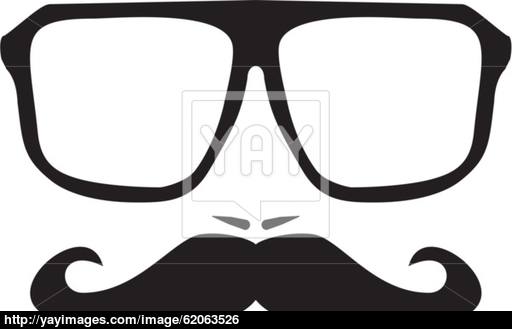 512x329 Vector Men Face With Mustache And Huge, Hipster Glasses Vector