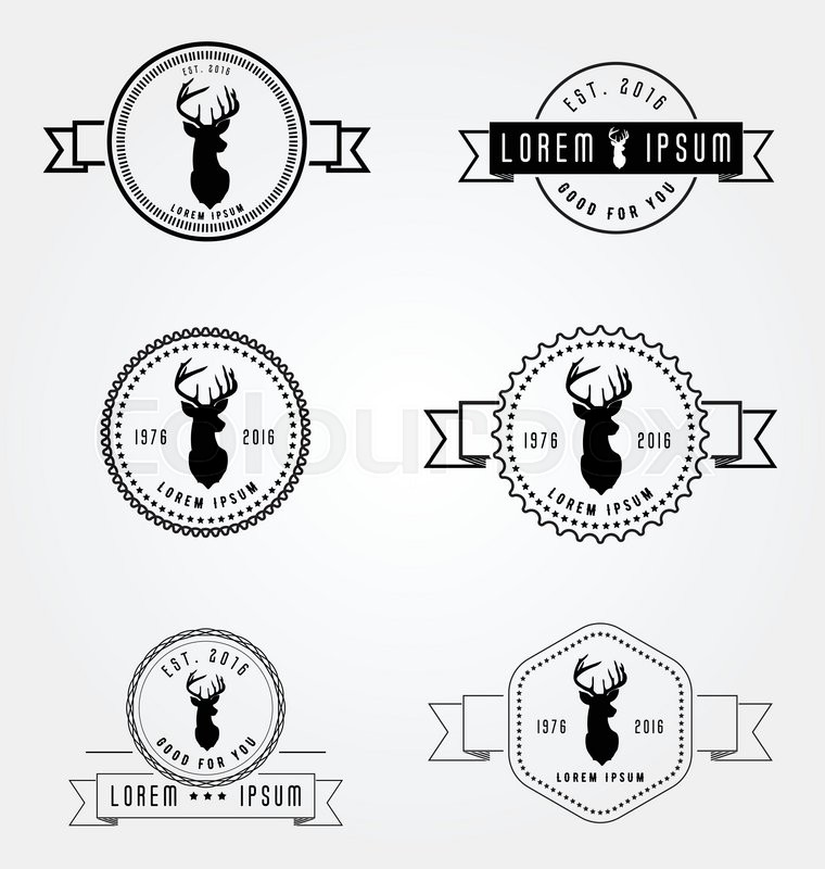 760x800 Set Of Badges Labels Hipster Logo. Vector Illustration Deer Head