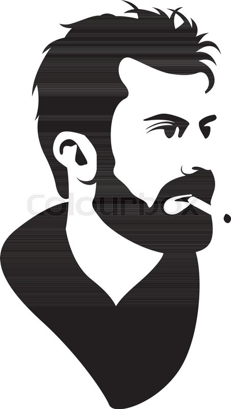 453x800 Men Head Face Hipster Vector Illustration Black Silhouette Stock