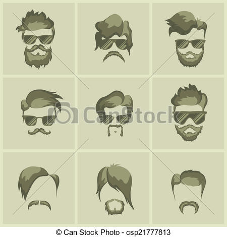 450x470 Mustache, Beard And Hairstyle Hipster On Thea Gainst A Plain