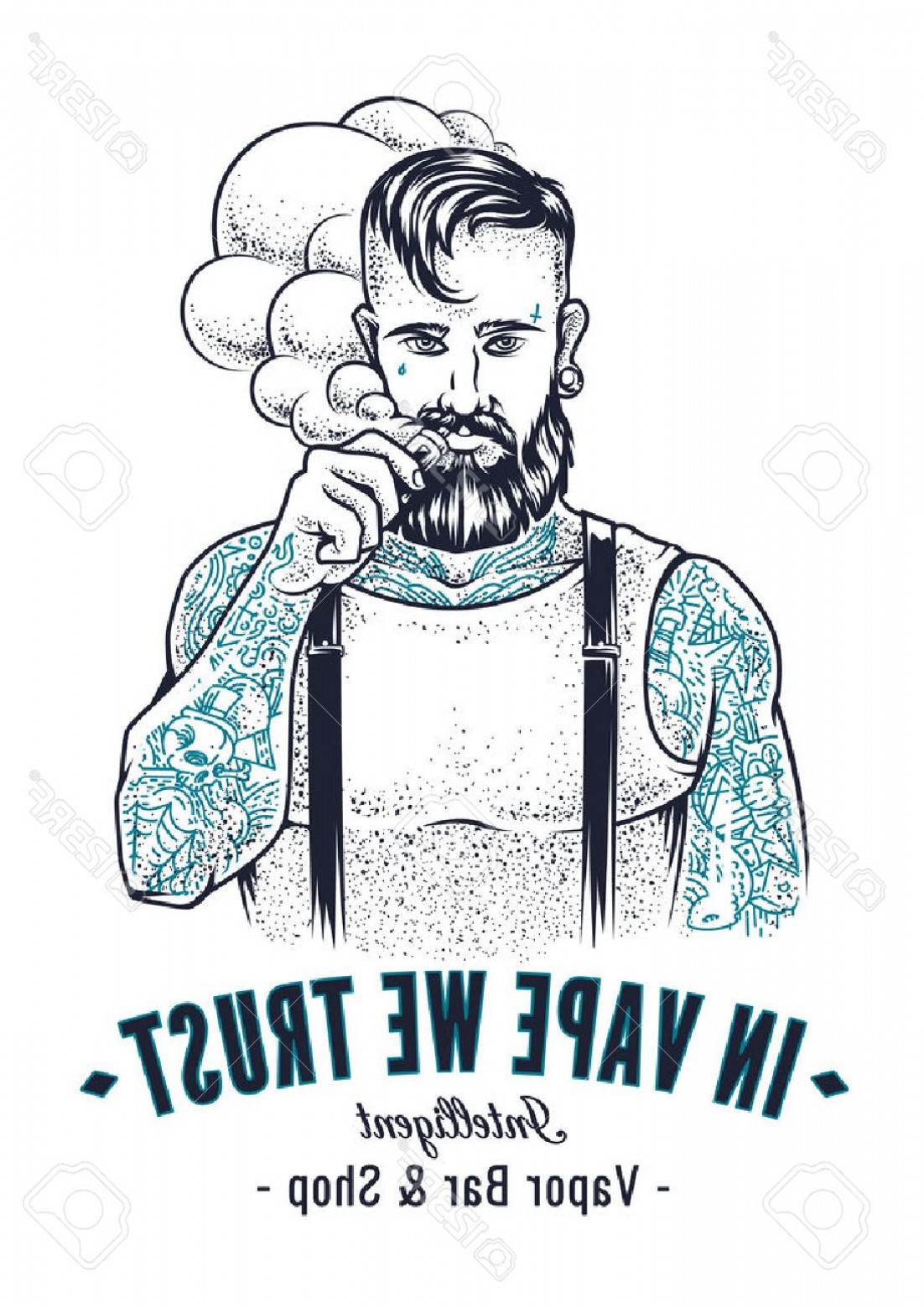 1102x1560 Photostock Vector Vector Art Of Brutal Hipster With Tattoos Making