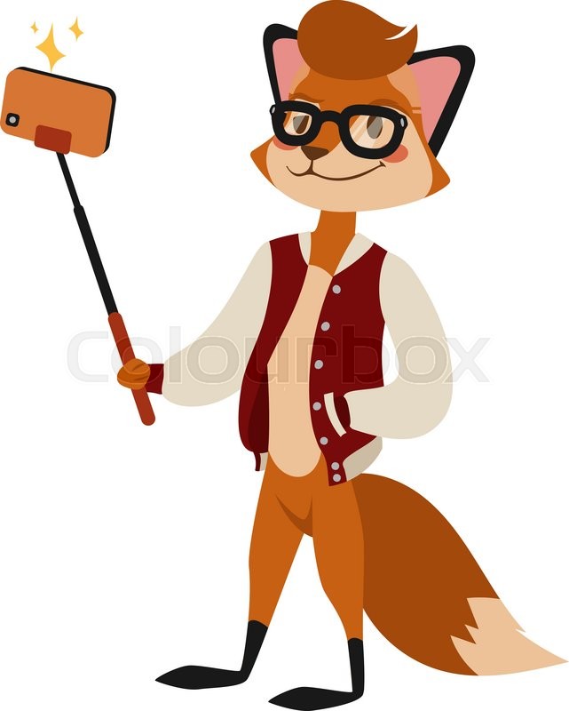641x800 Selfie Photo Fox Boy Hipster With Glasses Vector Portrait