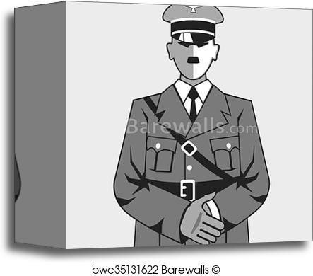 443x390 Canvas Print Of Hitler Cartoon Simplified Vector Barewalls