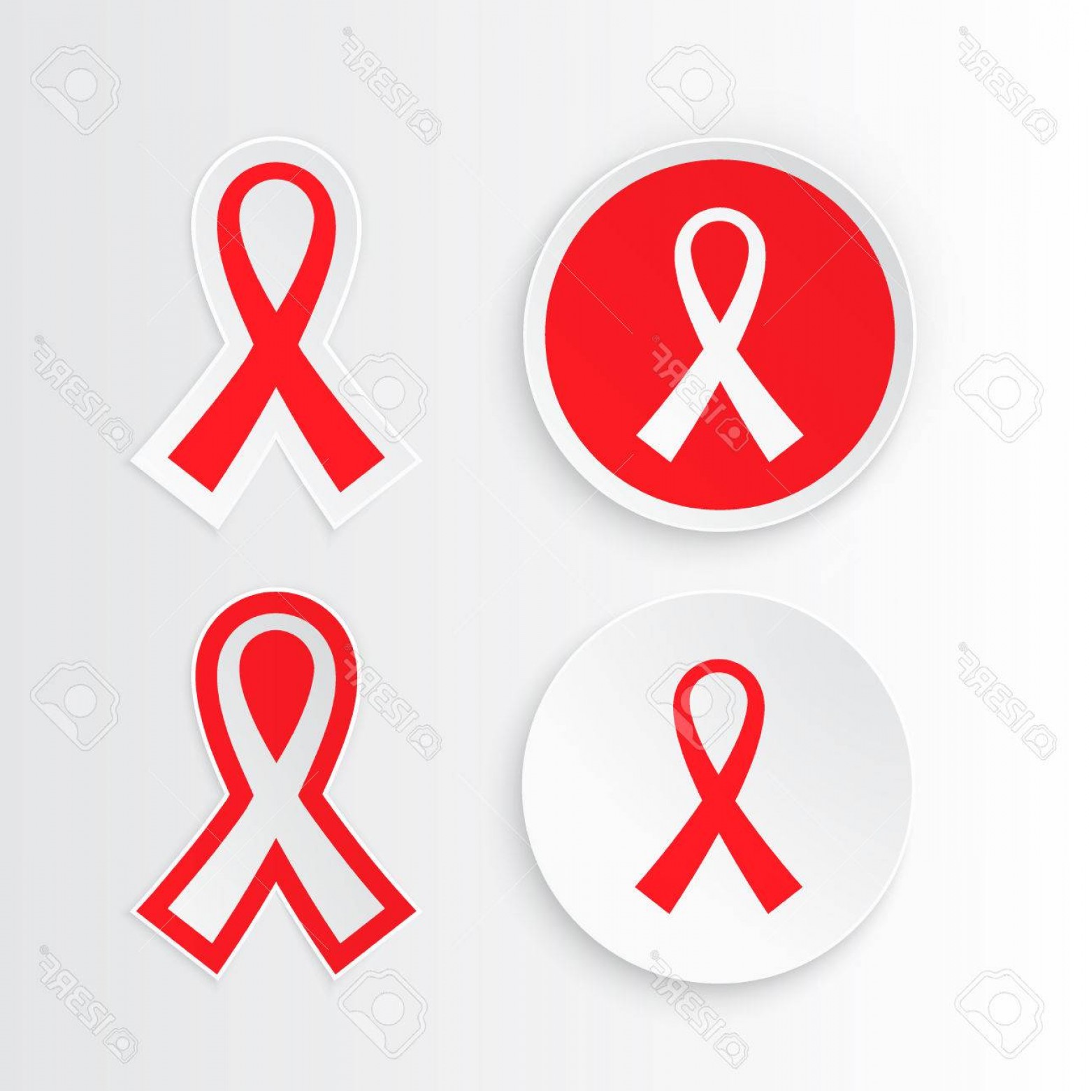 1558x1560 Photostock Vector Set Label Red Ribbon Symbol Awareness Pandemic
