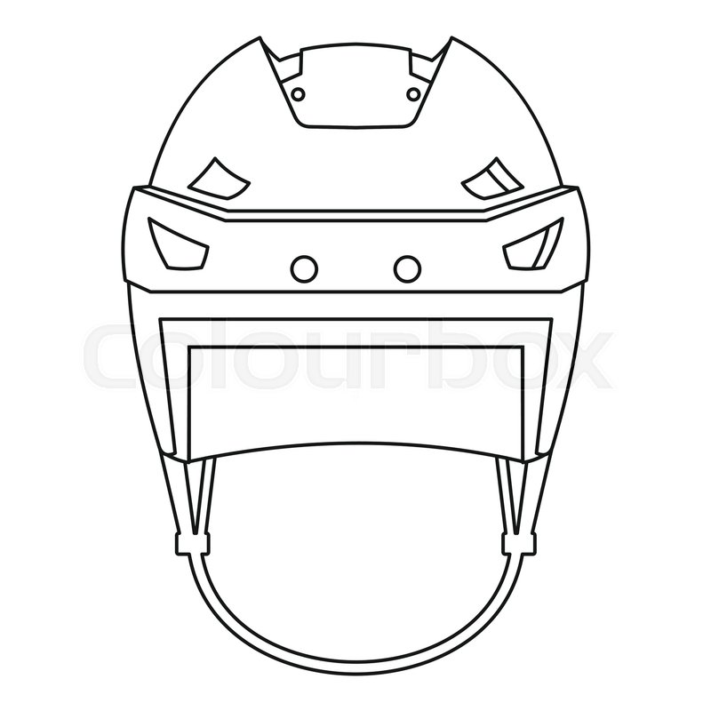 800x800 Hockey Helmet Icon. Outline Illustration Of Hockey Helmet Vector