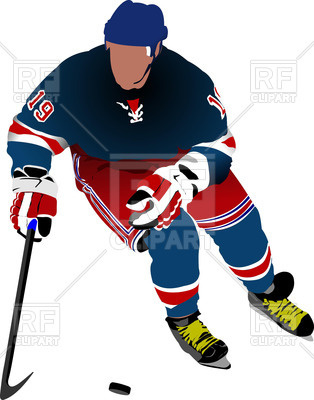 314x400 Colored Silhouette Of Ice Hockey Player In Motion Vector Image