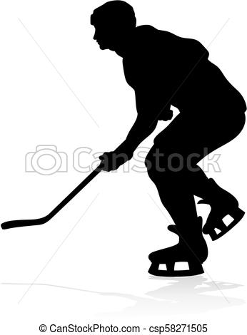 346x470 Silhouette Ice Hockey Player. A Silhouette Ice Hockey Player