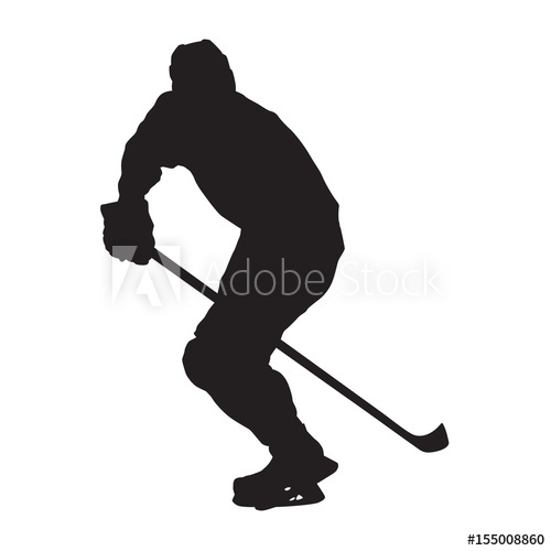 500x500 Skating Ice Hockey Player, Vector Silhouette