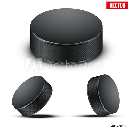 500x498 Set Of Black Hockey Pucks. Vector Illustration.