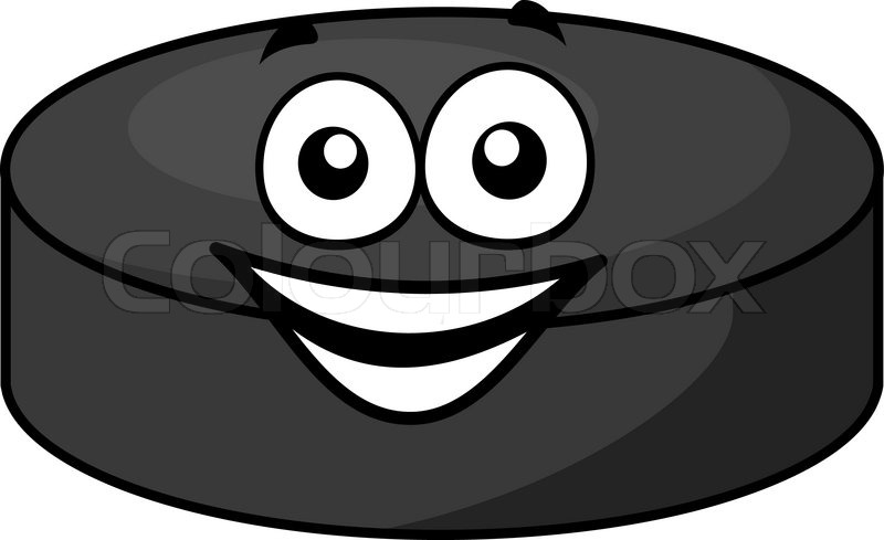 800x489 Smiling Gray Cartoon Hockey Puck With Cute Little Face In