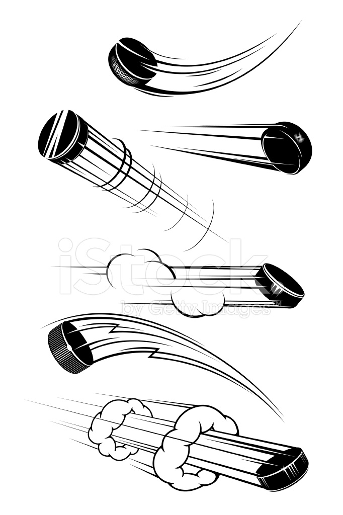 682x1024 Flying Hockey Pucks Stock Vector