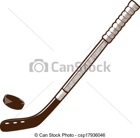 450x444 Ice Hockey Stick Isolated On White. Sketch Vector Illustration.
