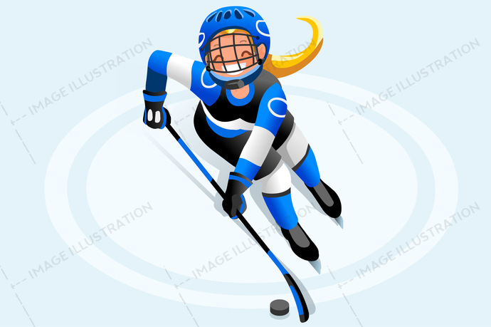 690x459 Hockey Vector Cartoon Girl Poster
