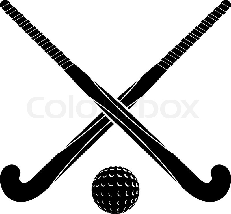 800x742 Two Black Silhouettes Sticks For Field Hockey And Ball On A White