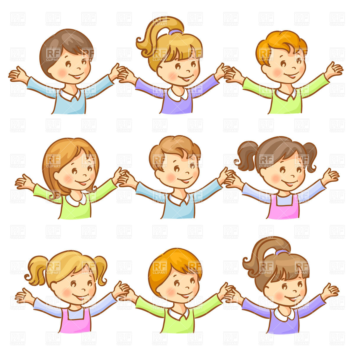1200x1200 Happy Children Holding Hands Vector Image Vector Artwork Of